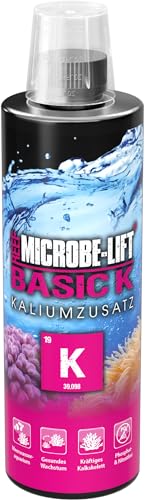 MICROBE-LIFT Basic K - 473 ml - Kalium Zusatz für Meerwasseraquarien zur gezielten Kaliumanhebung, unterstützt Korallenwachstum und -Farben.