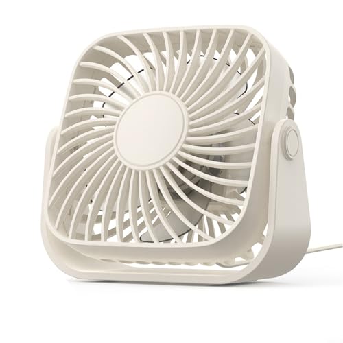 Kompakter Mini-Schreibtischventilator, USB-betrieben, einstellbare Geschwindigkeiten, leiser Betrieb (weiß)