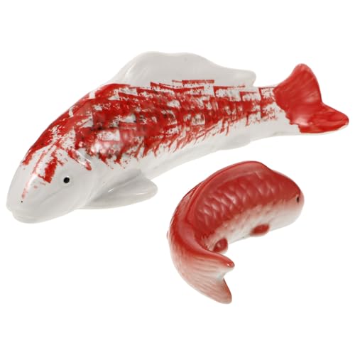 Yardwe Keramik-Schwimmfisch 2 Stück Aquarium- – Schwimmende Koi-Karpfen-Figuren – Schwimmender Keramik- – Realistische Aquarium-Fisch-Teetier-Dekoration Für