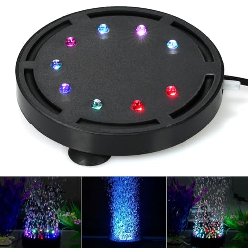 HOSPAOP Aquarium Luftstein - Sprudelstein für Aquarium mit RGB LED, Ausströmer Aquarium Sprudler Kit High Diffusor für Aquarium Fisch Tank Gelösten Sauerstoff und Deko, 125mm