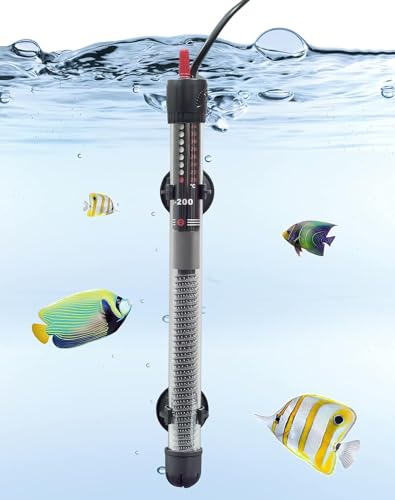 NETONDA Aquarium Heizung 200l 200W Aquarium Heizstab einstellbar Aquariumheizer mit Thermostat Regelheizer für Fischtanks und Aquarium 120L bis 200L (20-34°C, 200W)…