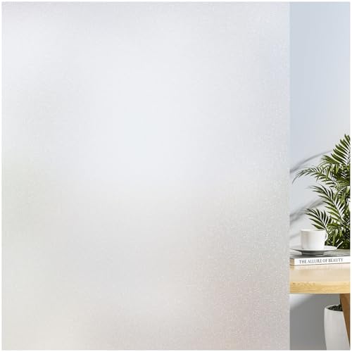 Windimiley Fensterfolie Blickdicht Sichtschutzfolie Fenster Innen Selbsthaftend Milchglasfolie Anti-UV Statisch Haftend ohne Kleber Privatsphäre Glasfolie für Zuhause Büro Matt 44.5 x 200 cm