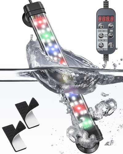 Pawfly 20 cm Aquarium Beleuchtung LED Beleuchtung mit vollem Spektrum Brillant Weiß Blau Rot Grün Lichter LEDs mit D/N Modus Effekte Timer und einstellbare Helligkeit für Süßwasser Aquarien