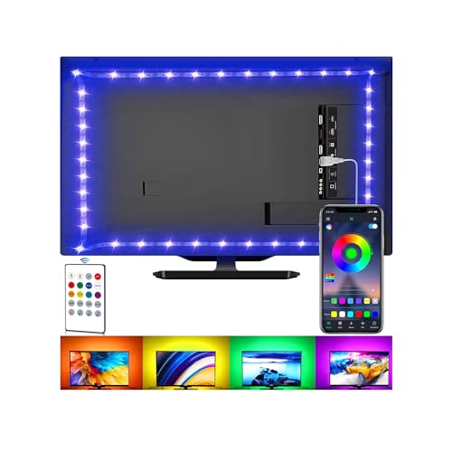 LED-Lichtstreifen für TV, USB-TV-Hintergrundbeleuchtungs-Kit mit Fernbedienung, App-Steuerung, Synchronisation zur Musik, 5050 RGB Smart LED Bias Beleuchtung für HDTV (2 m für 32-60 Zoll Fernseher)