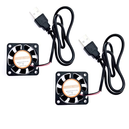 JZK 2 Stück 40 x 40 x 10 mm DC 5 V USB Mini Kühlventilator mit Drähten, 4010 kleiner leiser Kühlventilator 40 mm, Hülsenlager USB-Anschlussventilator, 4 cm bürstenloser DC-Lüfter 5 V