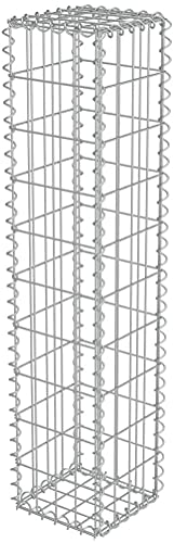 Defacto Gabionen-Steinsäule Eckig Dekorative Gabionensäule für den Außenbereich, 25x25x120cm (DF-GBS25120)