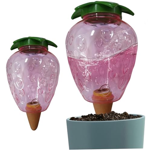 Stibzeup Automatisches Pflanzenwasser 500 ml Pflanzenwasserspender Garten Selbstbewässerungskugeln Erdbeerform Automatische Bewässerungsgeräte für Anlagen 2pcs