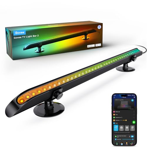 Govee LED Lightbar, 31 Zoll RGBIC TV Lichtleiste mit Mehreren Placement Options, TV Backlight for 55-70 Inches Fernseher, Light Bar für Weihnachts Dekoration, Sprach und App-Steuerung, 1 Packung