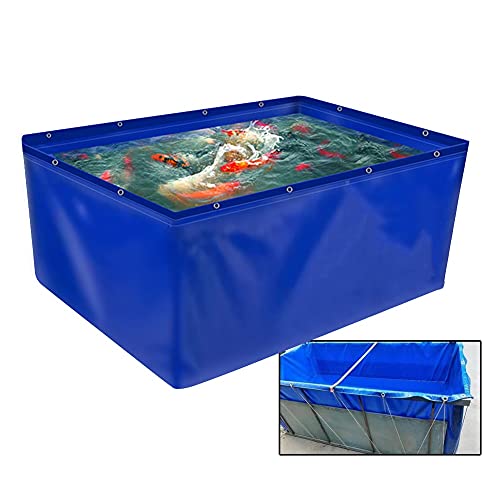 Tragbares blaues Segeltuch, wasserdichtes Aquarium, für Salzwasserfische, einfache Einrichtung, 1,5 x 1 x 1 m, langlebig, 0,45 mm, Kunststoff, ideal für Gartenwirtschaft