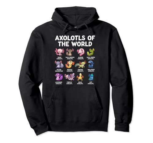 Axolotls Of The World Kawaii Arten von Axolotl Fisch Amphibien Pullover Hoodie