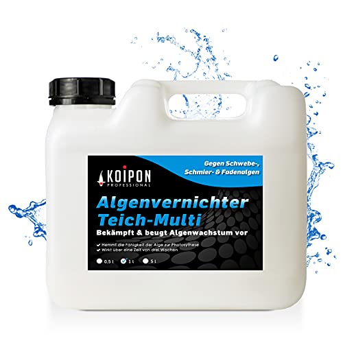 KOIPON Algenvernichter Teich-Multi 1L, Gegen Faden-, Schmier- und Schwebealgen im Gartenteich, Vernichtet schnell & wirksam hartnäckige Algen