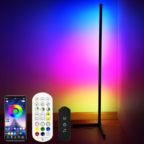 YOSION LED Stehlampe RGB Eckstehlampe, Musik Sync Farbwechsel Dimmbar Helligkeit USB-Stromversorgung für das Wohnzimmer，Spielzimmer, Schlafzimmer, Party-Deko