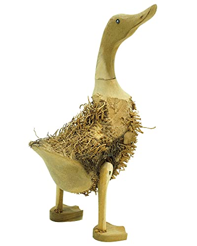 Gedeko Gartenfigur Ente Holz Wurzel Gartendeko Tier ca. 36-40 cm groß