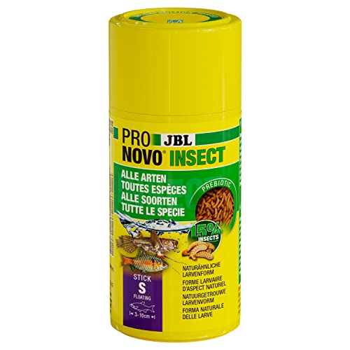JBL PRONOVO INSECT STICK, Futter für alle Aquarienfische von 3-10 cm, Fischfutter-Sticks, Klickdosierer, Größe S, 100 ml