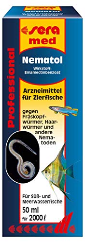 sera med Professional Nematol 50 ml - Arzneimittel für Fische gegen Fräskopfwürmer, Haarwürmer und andere Nematoden, Medizin fürs Aquarium