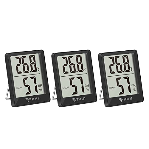 DOQAUS Digital Hygrometer Innen, 3 Stück Thermo- Hygrometer Feuchtigkeit Raumthermometer Luftfeuchtigkeitsmessgerät mit Hohen Genauigkeit, für Innenraum, Babyraum, Wohnzimmer, Büro