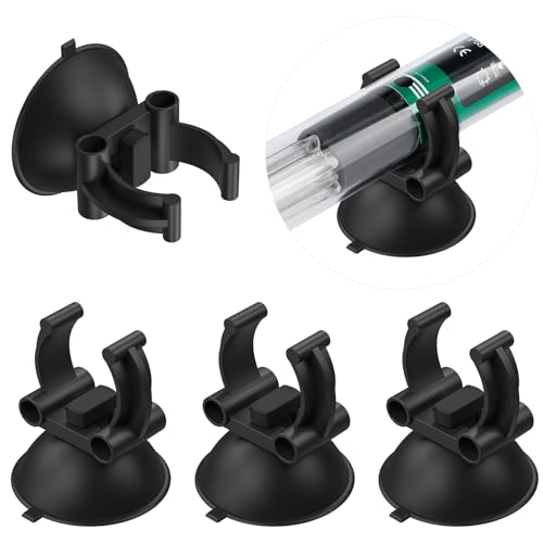 Pawfly Aquarium Heizer Saugnäpfe mit 2,4 cm Clips Schwarz Aquarium Saugnapf Standard Heizstabhalter Klammern für Aquarien (Nicht für Airline-Schläuche), 12er Pack