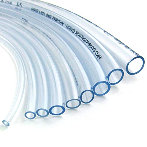 PVC Schlauch Aquariumschlauch Wasserschlauch Luftschlauch Lebensmittel konform Meterware Größen 2-22 mm (Innen-Ø 8 mm, Außen-Ø 10 mm, 1,3 bar, 2 m)
