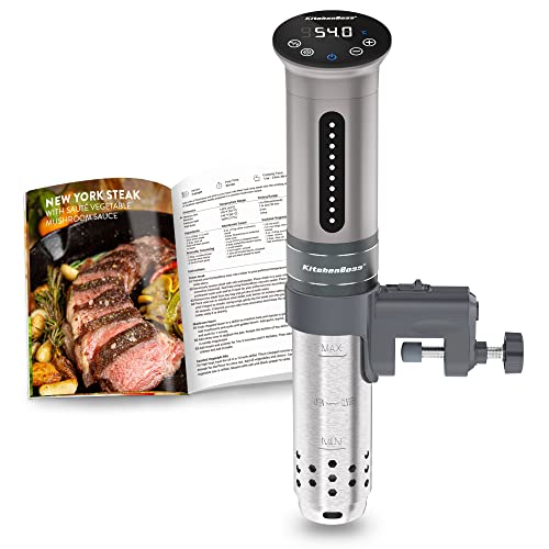 KitchenBoss Sous Vide Garer Stick Präzisionskocher•1100W •360° Zirkulation•40℃-90℃ Temperaturbereich • IPX7 Wasserdicht • LED Touch Display