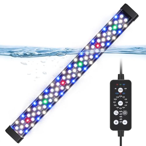 hygger Submersible Aquarium Led Beleuchtung,24/7 Mode Aquarium Light Full Spectrum LED mit Einstellbare Timer, 24W Fish Tank Lamp mit 9 Farben und 10 Einstellbare Helligkeit für 71-137cm Tank