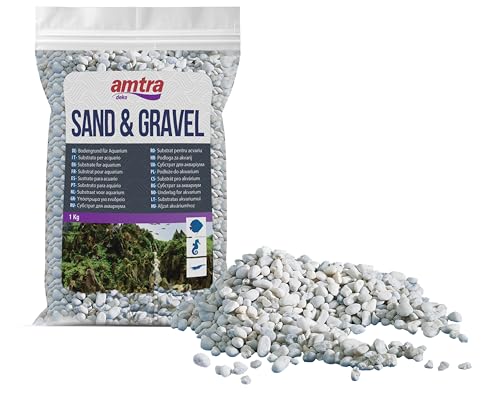 Amtra Gravel - Natürlicher Aquarienkies, dekorative Erde, grobe weiße Körnung, Größe 4-8 mm, Größe 1 kg
