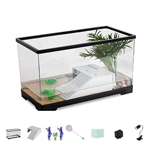 xixihome Turtle Tank Aquarium Kunststoff Schildkröten Aquarium Labitat Transparent Reptilien Aquarium Tank mit Zubehör leicht zu reinigen, für Einsiedlerkrebse, Terrapin kleine Reptilien (60 x 30 x