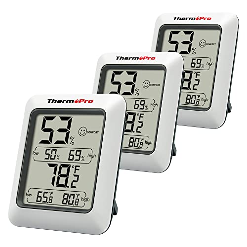 ThermoPro TP50-3 digitales Hygrometer Innen Thermometer Raumthermometer mit Aufzeichnung und Raumklima-Indikator für Raumklimakontrolle Klima Monitor