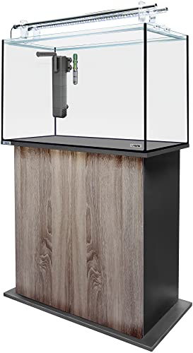 sera AquaTank 160 L mit Acryl Holder und 80 cm Unterschrank Walnut, Aquarium ein Komplettset mit LED Beleuchtung, Innenfilter und Heizer