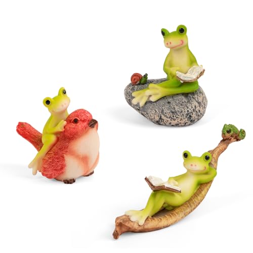 AUDRWALL Mini-Frosch-Skulptur aus Kunstharz, für drinnen und draußen, Frosch,...