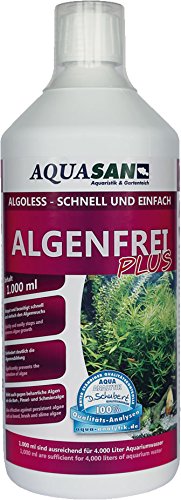 AQUASAN Aquarium Algenfrei Plus (Aquarium Algenvernichter, Algenentferner - Gegen nahezu alle Algen - Bartalgen, Pinselalgen, Schmieralgen), Inhalt:1 Liter