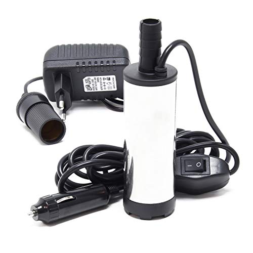 Wiltec Mini Pumpe 12-15 l/min 8500 U/min 12 V, 38 mm Auslass, Tauchpumpe für Wasser und Dieselöl, zum Ablassen von Flüssigkeit, Entwässerung, Umpumpen