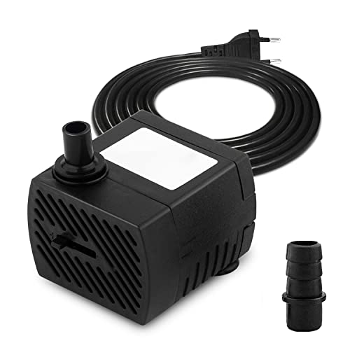 CAM2 Mini Wasserpumpen,Ultra Leise Aquarium Pumpe mit 1.5m Netzkabel,350L/H, 5W,Tauchpumpe Klein Springbrunnenpumpe Fontänenpumpe,2 Düsen für Aquarium Teich,Garten,Brunnen