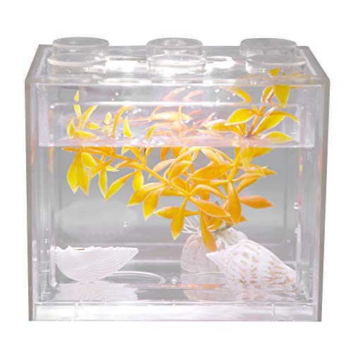Fischbecken Aquarium Fish Tank Mini Aquarium USB LED Light Fish Tank Aquarium Decor for Box Office Tea Table(Transparent)