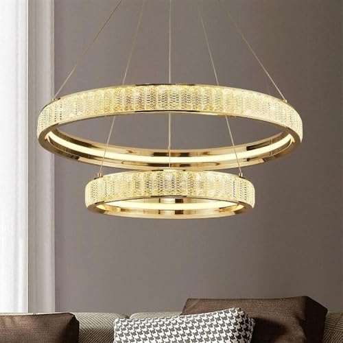 XFZJCHAP Einfacher Heller Luxus-Kristall-Kronleuchter, kreativer Ring-Kronleuchter, Wohnzimmer-Esszimmer-Schlafzimmer-Beleuchtung, 80 cm (Farbe: 60 cm)