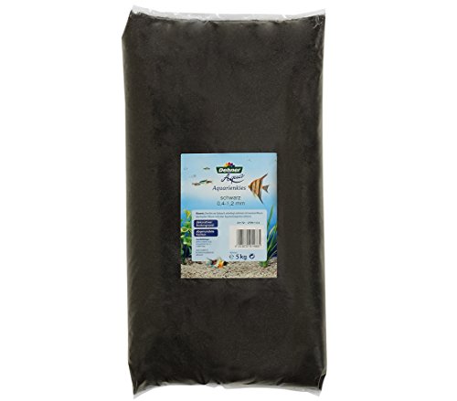 Dehner Aqua Aquariensand | feiner Kies für Aquarien | schwarzer Farbsand | dekorativer Bodengrund | Sand für Süßwasser-Aquarium | Aquarienkies | Zierkies | Körnung 0.4-1.2 mm | abgerundet | 5 kg