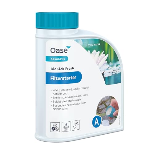 OASE 43145 AquaActiv BioKick Fresh 500 ml für 10.000 l - Filterbakterien/ Starterbakterien für Teich, Fischteich, Gartenteich, Schwimmteich