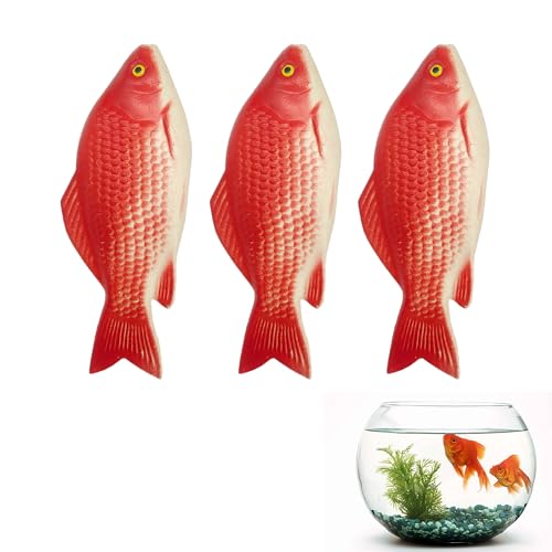 TUKEVA 3 Stück Weiche Gummi Goldfische Realistische Aquarium Plastikfische Künstliche Schwimmende Fischfiguren Natürlich Naturgetreu Zum Dekorieren von Aquarien, Dekorieren von Fischbecken (rot)