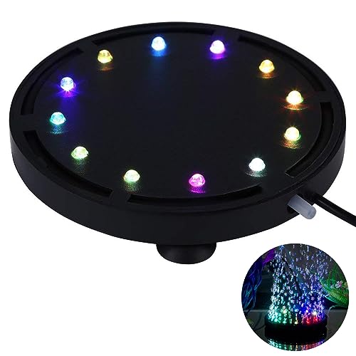 uksunvi Aquarium Bubble Light 12 Multicolor RGB LED Aquarium Aquarium Luft Stein Lichtpumpe Luftblase Stein Lampe,für Hydroponik Aquarium Pumpe