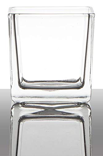INNA-Glas Teelichtglas Kim, Würfel - Viereckig, klar, 8x8x8cm - Kerzenglas - Teelichthalter