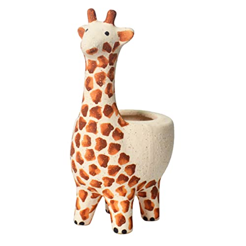 OFFSCH Giraffe Blumentopf dekorativer Blumentopf Behälterhalter bücherregal Dekoration buchregal Dekoration einmachgläser saftiger Blumentopf Pflanzen Pflanzbehälter Keramik Yellow