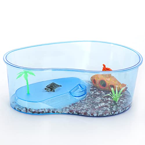 Nobleza - Schildkröten-Aquarium mit Palme, Kunststoff-Terrarium, L39.5*W27*H14.5CM