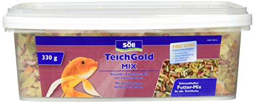 Söll 18811 TEICH-GOLD Mix Ganzjahresfutter 3 Liter - Futtermischung 3 Futterformen zum Füttern von Teichfischen im Fischteich Gartenteich, ausgewogene Fischernährung Fischgesundheit Fischvitalität