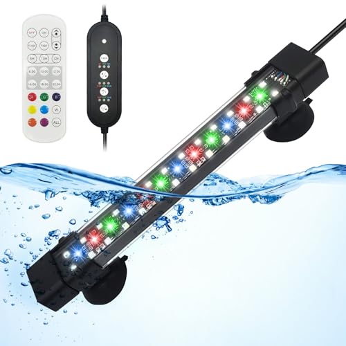 Aquarium Beleuchtung,20cm 8W Aquarienbeleuchtung Mit Fernbedienung,LED Aquarium Lampe,LED Aquarium Leuchte,Aquarium LED Beleuchtung Für Fisch Tank,IP68 Wasserdicht,7 Farben,Einstellbare Zeitschaltung