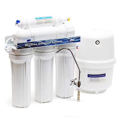 Naturewater NW-RO50-NP35 Umkehrosmoseanlage 190 L/Tag, 5-stufiges Trinkwasser Filtrationssystem, Osmose System inkl. Behälter