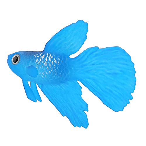 Künstliche Aquarienfische, Kleine Silikonfische, Künstliche Bewegliche Fische, Schwimmende Fische, Aquariumdekoration für Aquarien(Nr. 3 blauer Kampffisch)