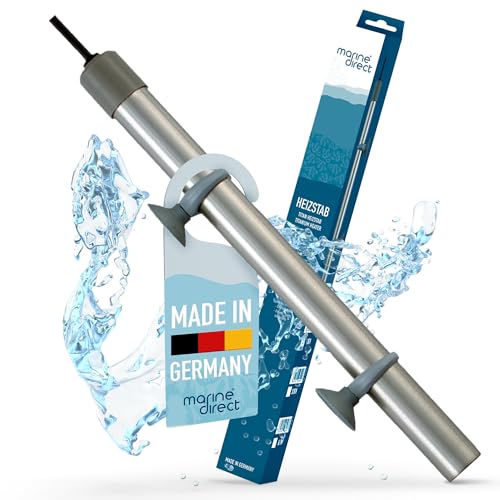 Marine Direct – Titanheizstab 300W für Süß- & Meerwasser-Aquarien – Aquarium Heizung mit Saugnäpfen – Heizstab absolut unzerbrechlich & sicher im Betrieb – Made in Germany
