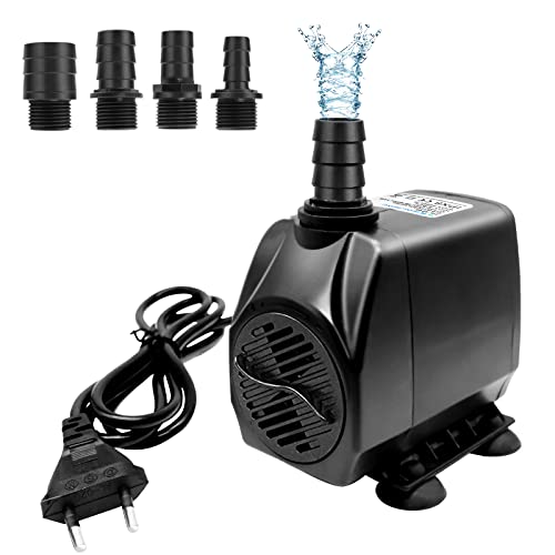 Aquarium Pumpe 35W 2500L/H Teichpumpe Wasserpumpe Klein Springbrunnenpumpe mit 3 Düse 13mm|16mm|19mm für Teich Brunnen Aquarium Garten