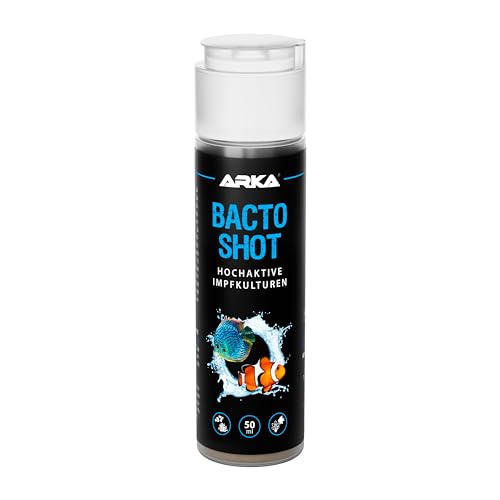 ARKA BACTO-Shot - 50 ml - Hochaktive lebende Impfkulturen für Meerwasser & Süßwasser Aquarium - inkl. natürlichen Filtermedien - zur Auffrischung & Verbesserung der Wasserbiologie & Wasserqualität