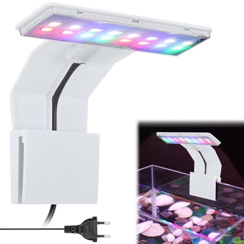 Leikurvo Aquarium LED Beleuchtung: Clip On Aquarium Beleuchtung 3 Farben Aquarium LED Beleuchtung Aquarium Licht 220V 6W für Wasserpflanzen und Fische, Weiß