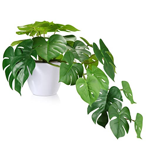 SOGUYI 45cm Künstliche Tropical Monstera Deko Pflanzen Hochrealistisch Plastik Kunstpflanze , Modern für Heim Büro Bad Küche und Indoor Dekoration